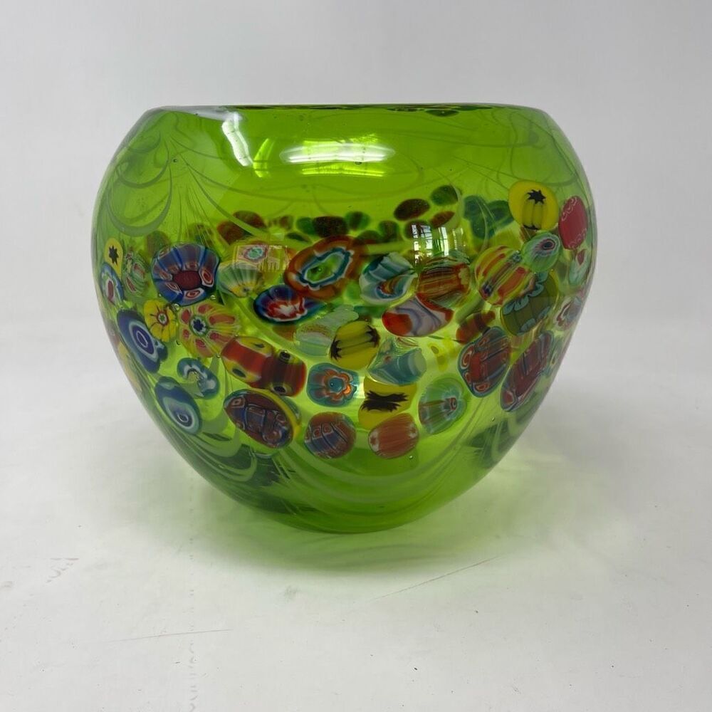 Art Glass Millefiori Vase Bowl